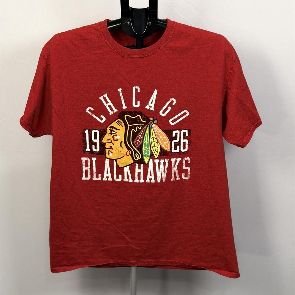 Chicago Blackhawks Shirt Mens Aprox Medium Red NHL‎ Hockey SS Graphic Tee
